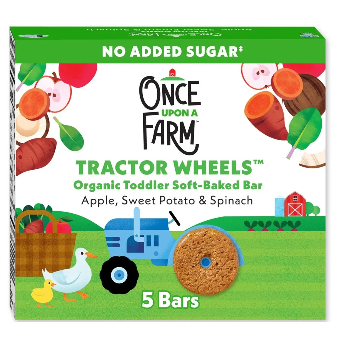 Once Upon a Farm Organic Tractor Wheels Toddler Bar, Apple, Sweet Potato & Spinach 5 Count | Walmart (US)