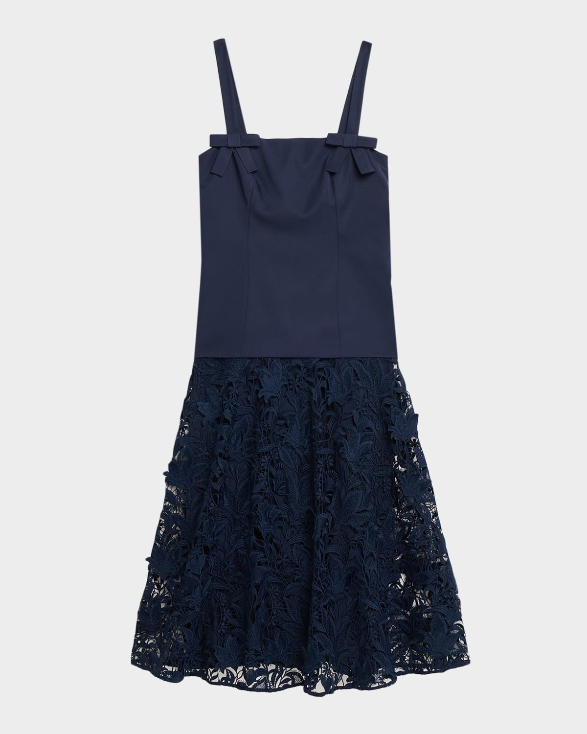 Sleeveless Lace-Skirt Midi Dress | Neiman Marcus