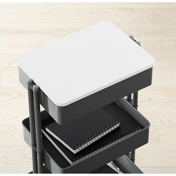 White 3-Tier Rolling Cart Lid | The Container Store