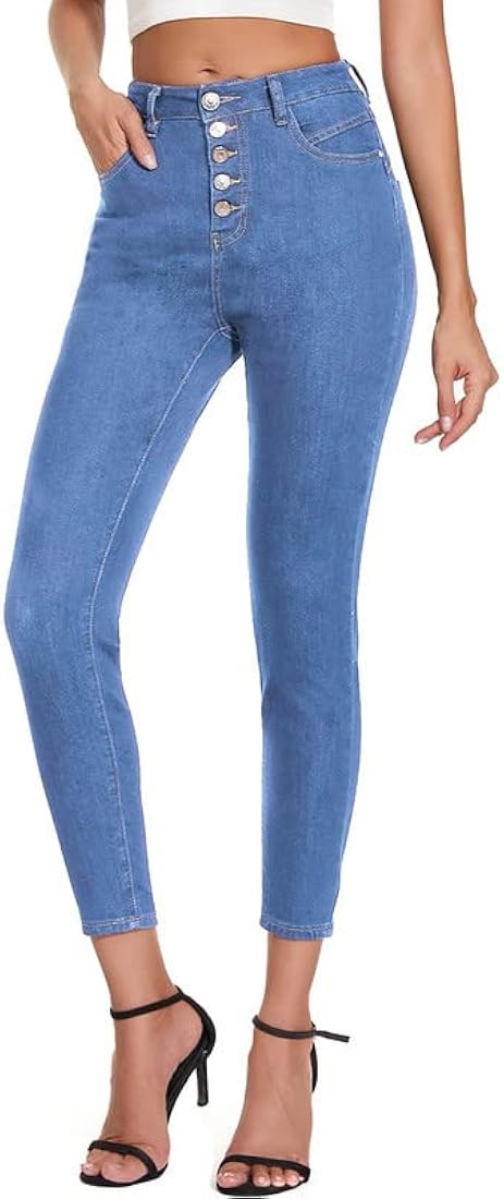 VIPONES Women's Skinny Jeans Stretchy High Rise Tummy Control Trendy Jeggings Denim Pants with Po... | Amazon (US)