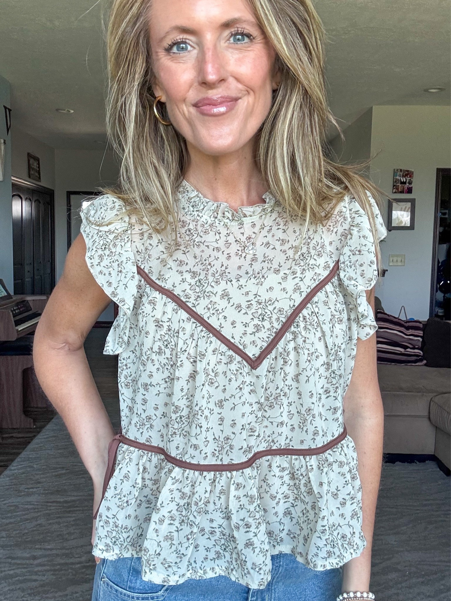 This floral print ruffle top is absolutely adorable! 🤎 Loving all of the fun details! Wearing a small.

As an Amazon Influencer I earn commission on qualifying purchases.

Floral print top, spring tops, boho vibes top, mom style, what to wear this summer, tops to wear to work, office attire, adorable tops, ruffle sleeve top

#LTKootd #LTKWorkwear #LTKMidsize