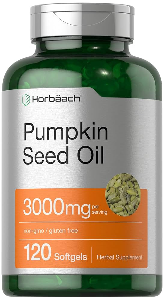Horbäach Pumpkin Seed Oil | 3000mg | 120 Softgel Capsules | Cold Pressed Dietary Supplement | No... | Amazon (US)