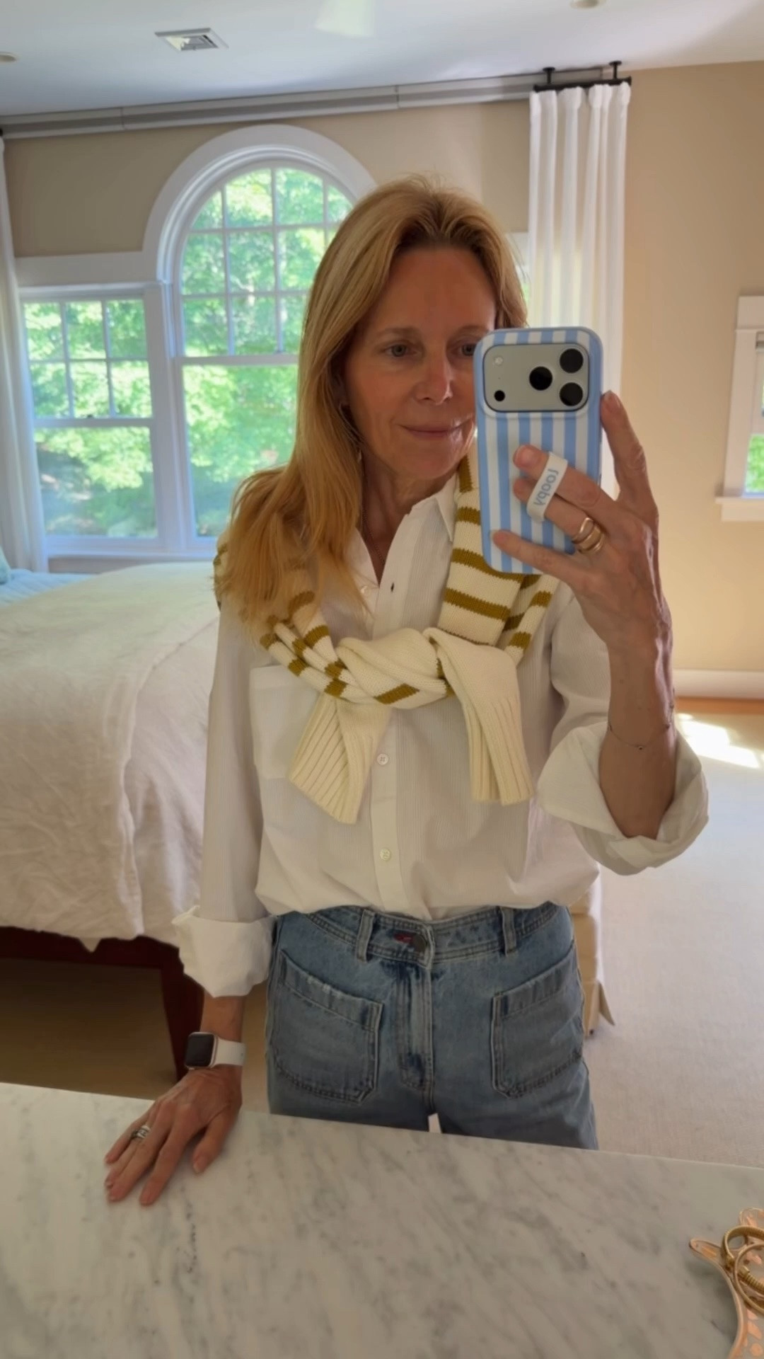 Easy white button down with fav striped cotton sweater

#LTKdayinmylife #LTKootd #LTKgrwm