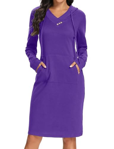 Kimmery Fall Dresses for Women 2025 Long Sleeve Dress for Women Sweatshirt Womens Hoodies Purple M | Amazon (US)