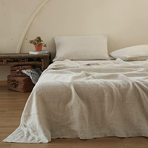 Simple&Opulence 100% Linen Sheet Set with Embroidery Stone Washed 4 Pieces (1 Flat Sheet & 1 Fitt... | Amazon (CA)