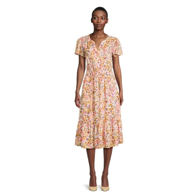 beachlunchlounge Women's Flutter Sleeve Midi Dress | Walmart (US)