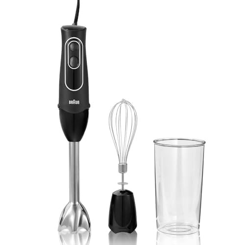 Braun MultiQuick 5 Immersion Hand Blender with Dual Speed + Turbo and Patented Technology, 350W - Includes Beaker and Whisk, Black, MQ505 | Amazon (US)