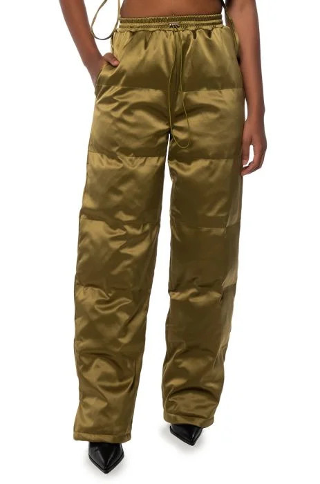 PERI PERI WIDE LEG PUFFER PANT IN OLIVE | AKIRA