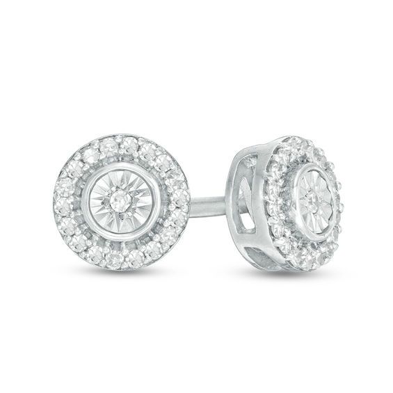 1/10 CT. T.W. Diamond Frame Stud Earrings in Sterling Silver|Zales | Zales