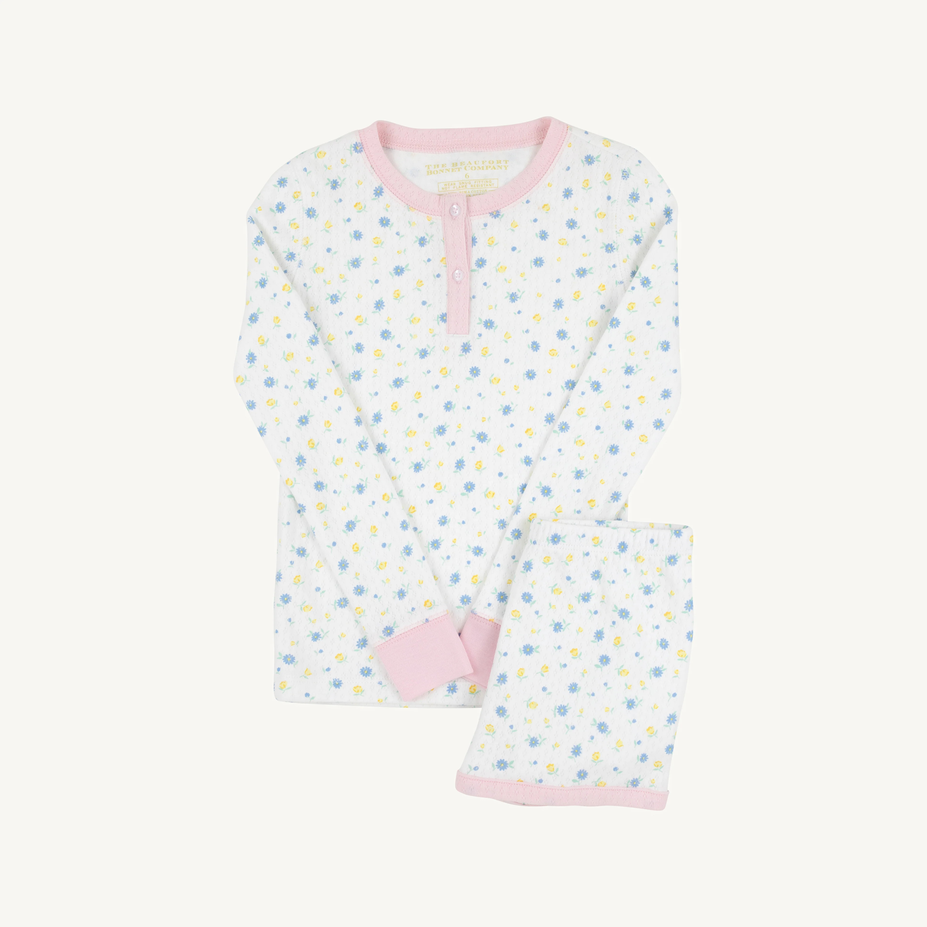 Sara Jane's Long Sleeve Short Set (Pointelle) - Dunwoody Daisy with Pa | The Beaufort Bonnet Company