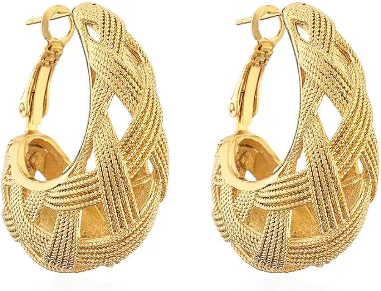 Gold Amber Resin Oval Hoop Earrings For Women Trendy,18K Gold Plated Dangle Huggie Brown Hypoalle... | Amazon (US)