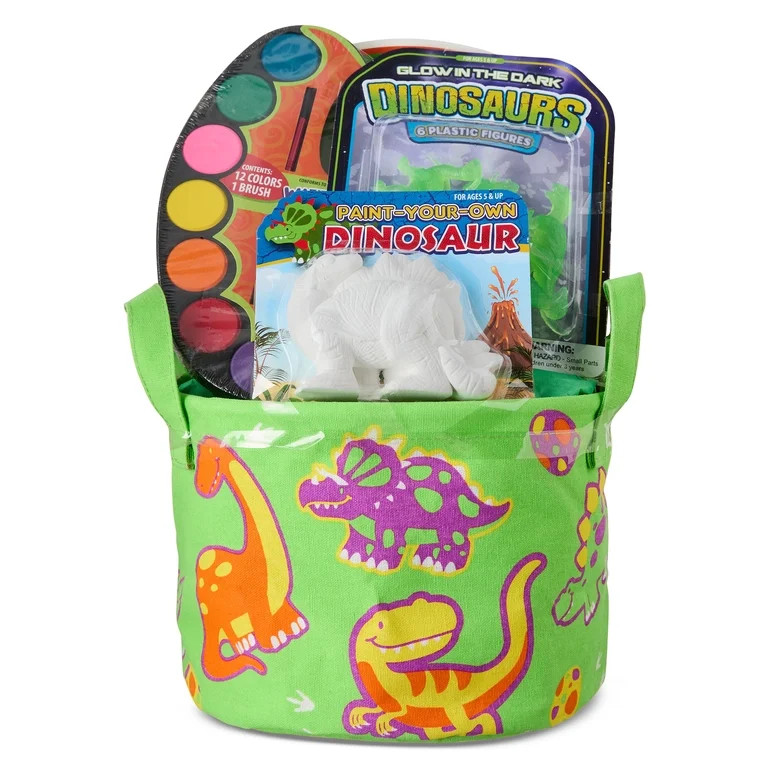 Prefilled Dino Activity Fabric Bin Easter Basket Gift Set, by Wondertreats | Walmart (US)