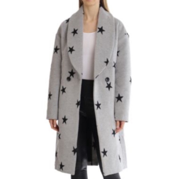 Aves Les Filles Double Breasted Celestial Star Print Long Coat Size Medium | Poshmark