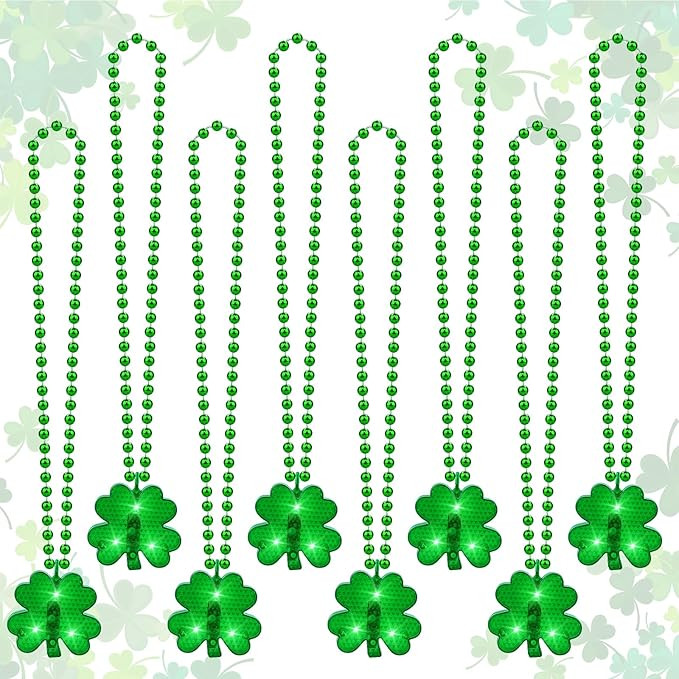 YAXINRUI 8 Pcs Light up Shamrocks Beads Necklaces, St Patrick's Day Necklace Accessories Led Sham... | Amazon (US)