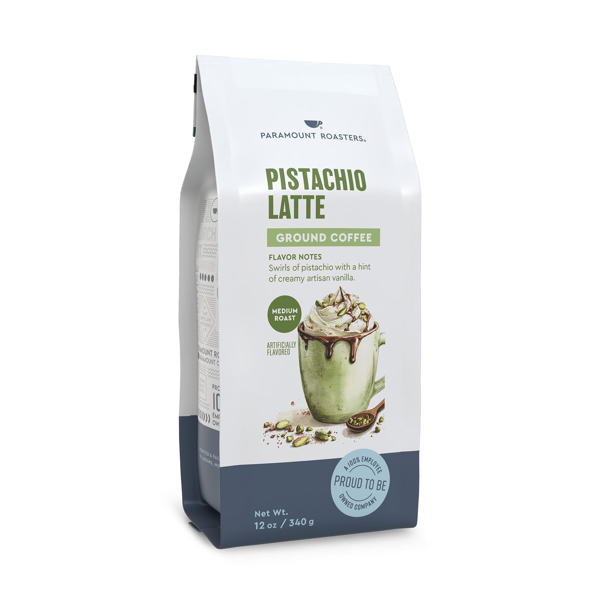 Paramount Roasters, Pistachio Latte Flavored Ground Coffee, 1-12oz bag, Medium Roast (Paramount C... | Amazon (US)