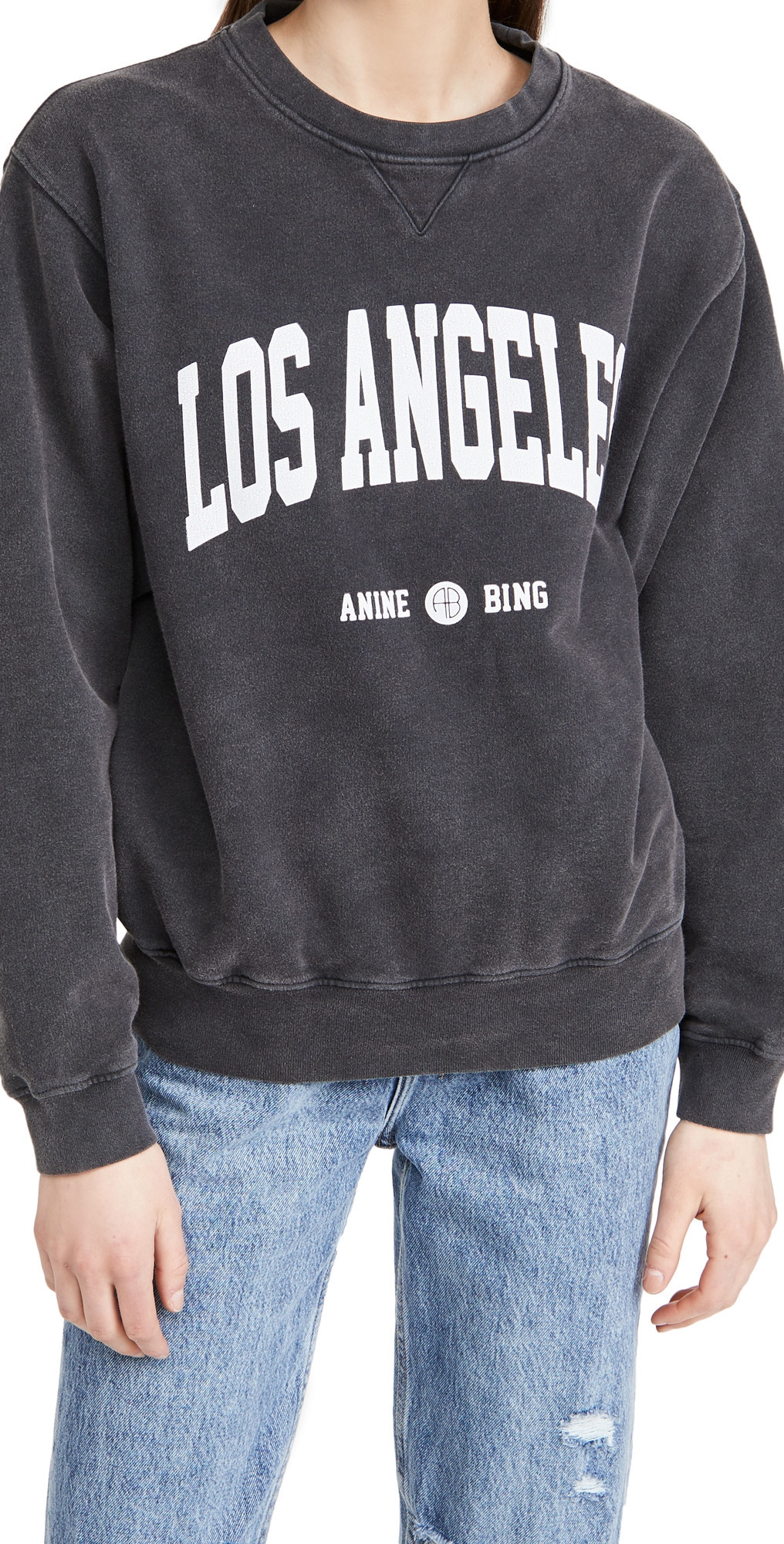 ANINE BING Ramona Los Angeles Sweatshirt Washed Black XS | Shopbop