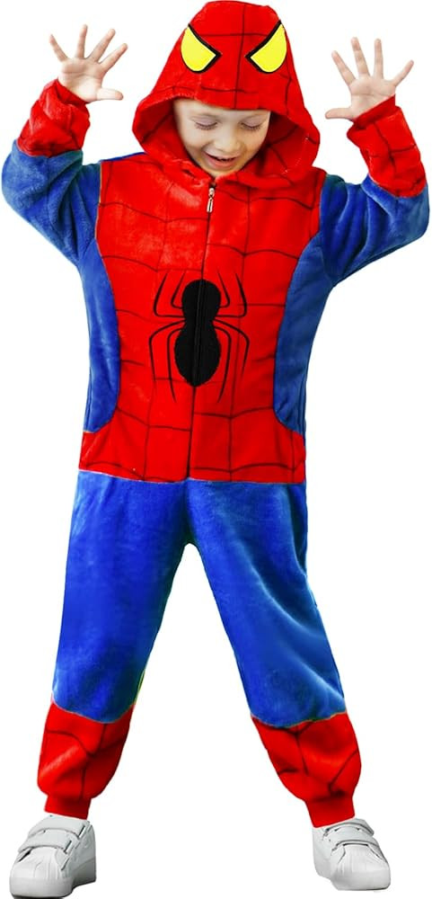 Kids Super Hero Costume Flannel Lightweight Toddler Onesie One-Piece Cosplay Outfit for Boys | Amazon (US)