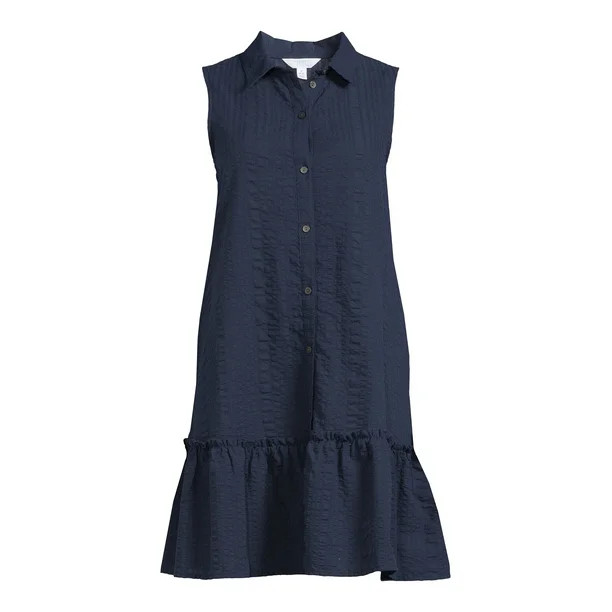 Time and Tru Women's Sleeveless Shirt Dress | Walmart (US)