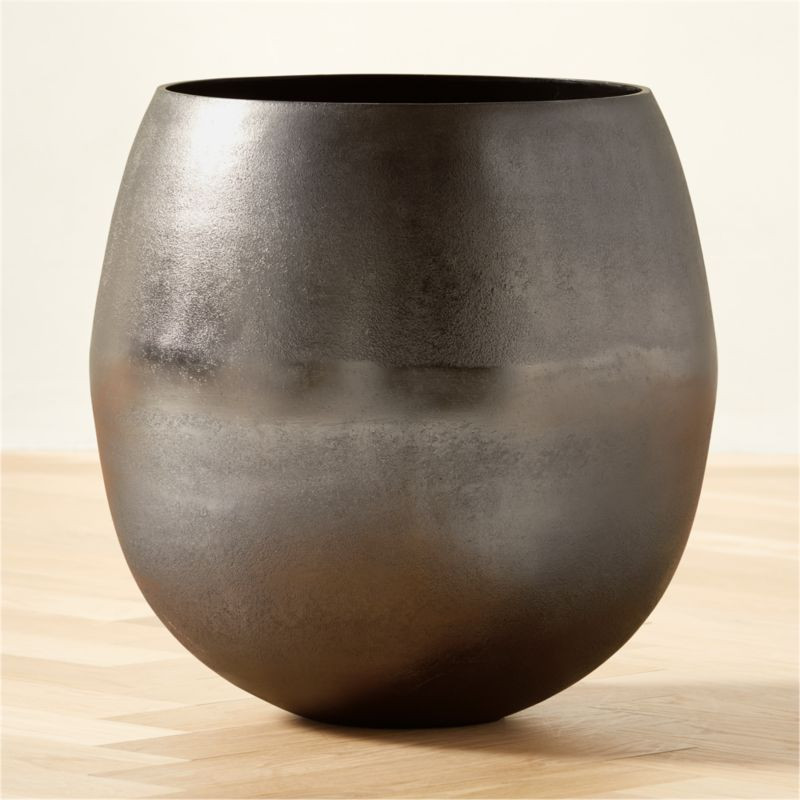Rough Cast Black Metal Indoor Planter Large + Reviews | CB2 | CB2