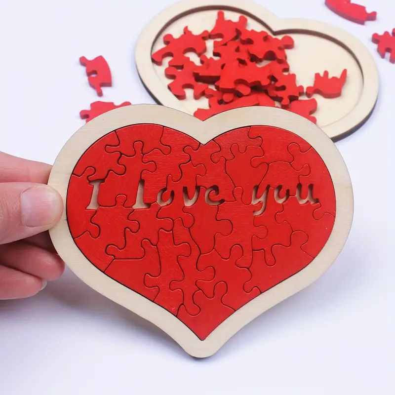 Love Heart Shape Wooden Jigsaw Puzzles - Educational Building Blocks for Kids & Toddlers - DIY Ea... | Temu Affiliate Program