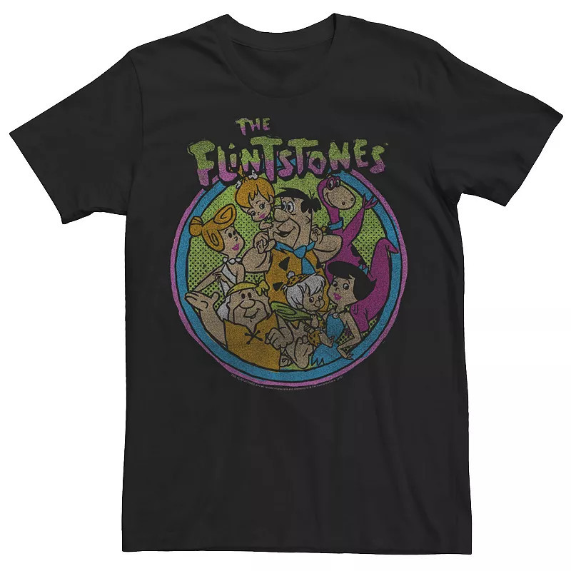 Men's The Flintstones Retro Faded Circle Portrait Tee, Size: XXL, Black | Kohl's