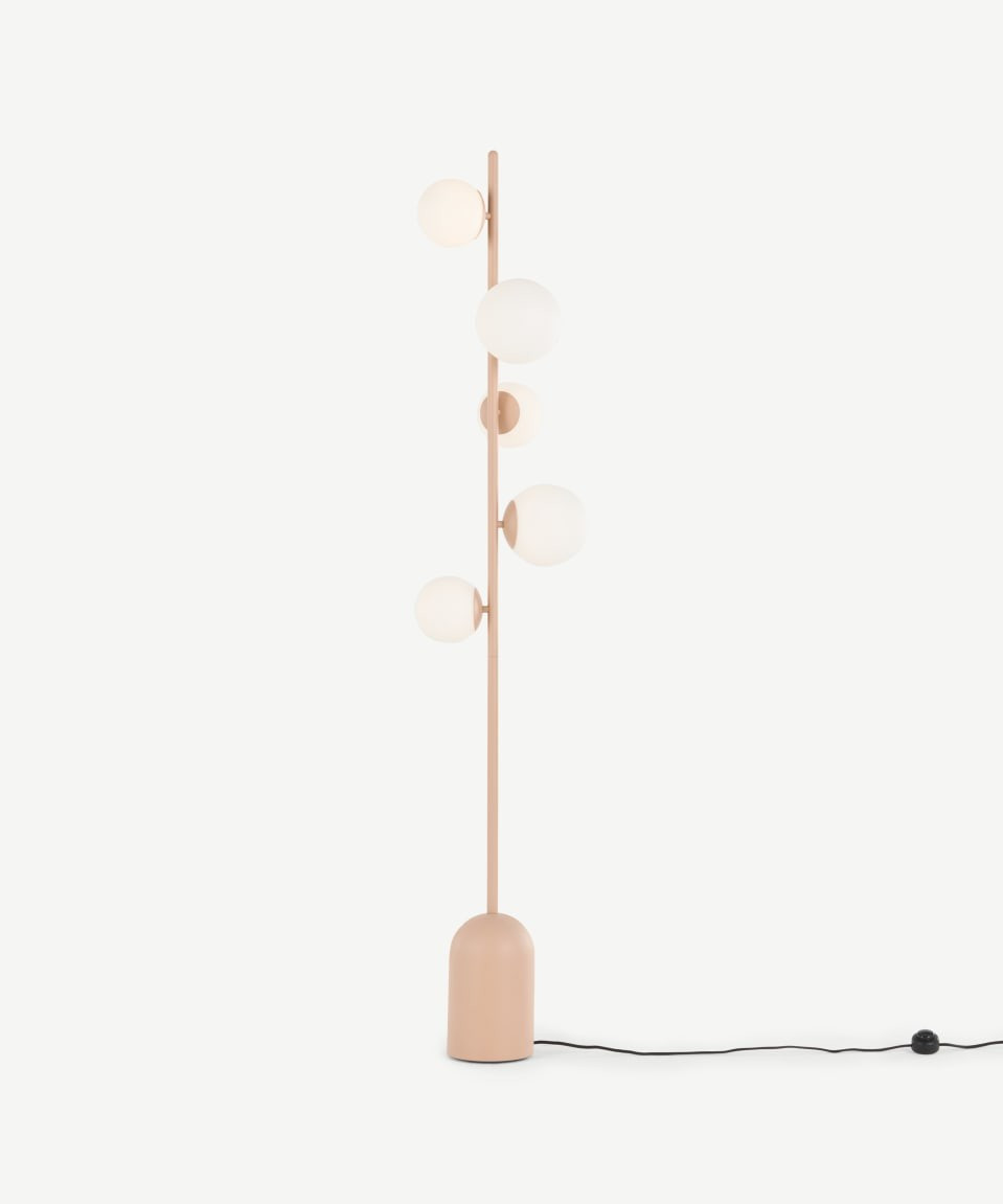 Floor Lamp, Dusty Nude Pink and Opal Glass | MADE.COM (UK)
