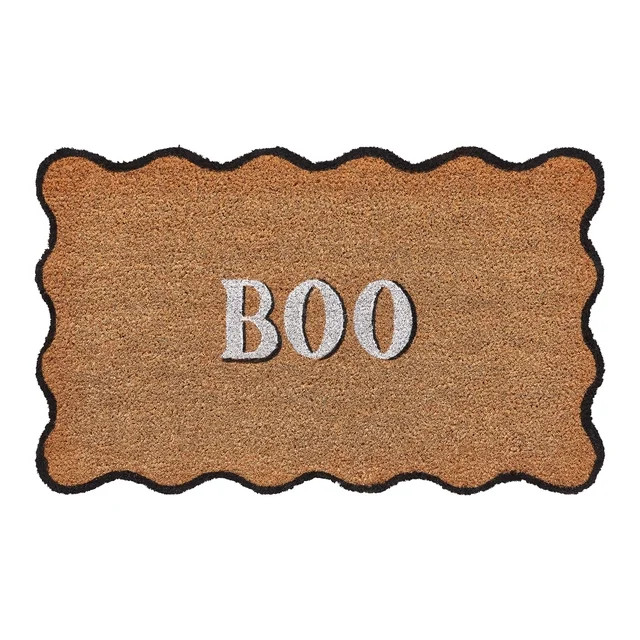 My Texas House Natural/Multicolor Scallop Boo Outdoor Coir Doormat, 30" x 48" | Walmart (US)