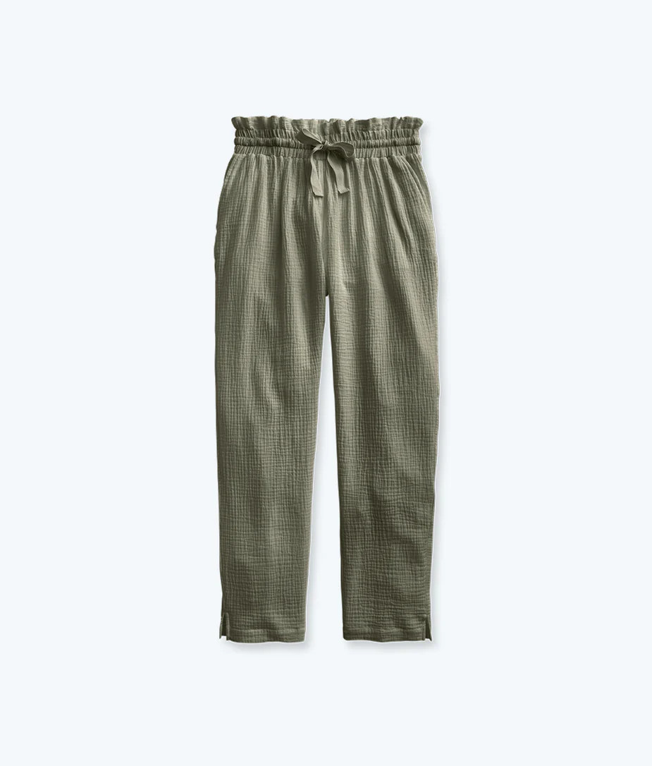 The Going Places Gauze Drawstring Pant - Agave | SummerSalt