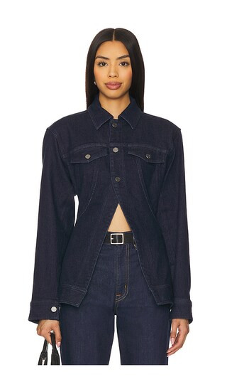 The Peplum Denim Jacket in Midnight Rinse Wash | Revolve Clothing (Global)