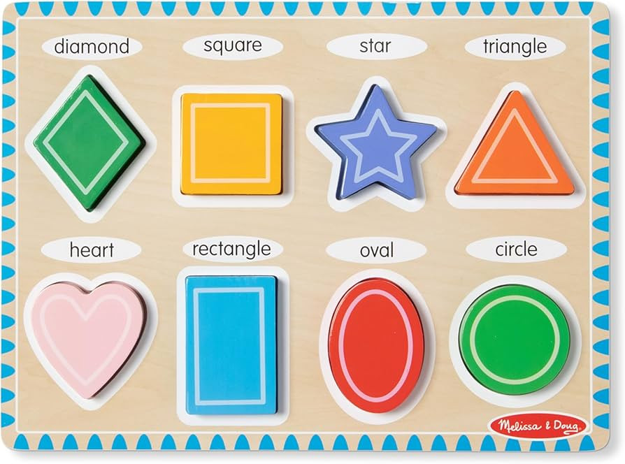 Melissa & Doug Shapes Wooden Chunky Puzzle (8 pcs) - Wooden Puzzles for Toddlers, Animal Puzzles ... | Amazon (US)