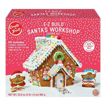 Create a Treat, Build Your Own Santa's Workshop Gingerbread Cookie Decorating Kit, 33.9 oz, Regular Size (Baked, Decorating Kit) | Walmart (US)