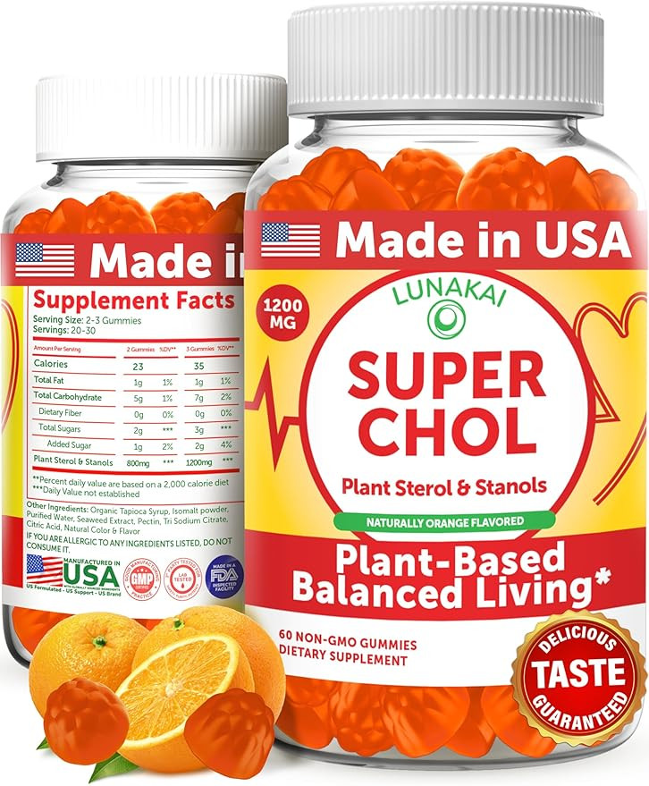 Lunakai USA Made Super Chol Gummies – 1200mg Plant Sterols & Stanols for Natural Cholesterol Su... | Amazon (US)