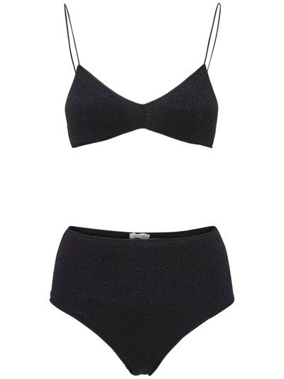 Oséree Swimwear - Lumière high waist lurex bikini - Black | Luisaviaroma | Luisaviaroma