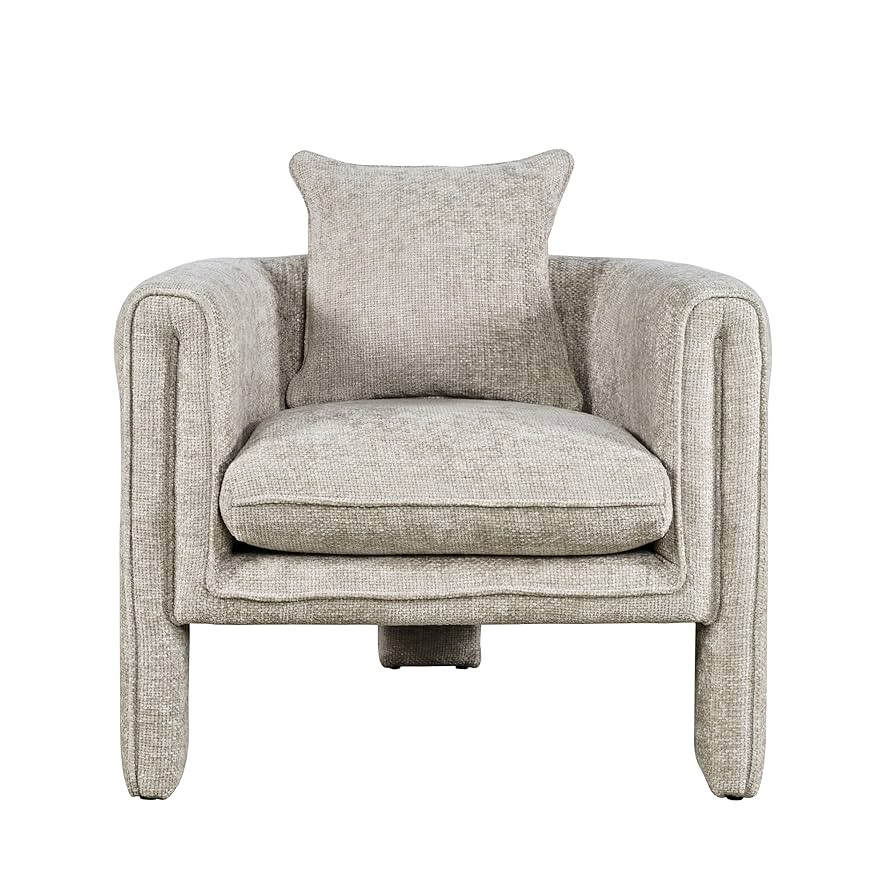 Jofran Adley Modern Upholstered Vintage Accent Chair with Pillow,Oyster | Amazon (US)