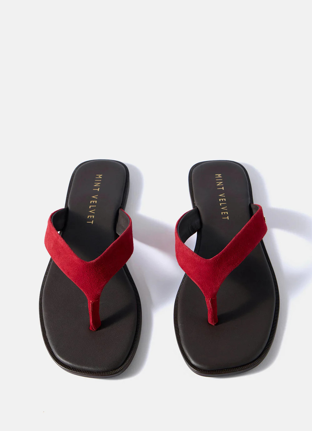 Lula Red Suede Flip Flop Sandals | Mint Velvet