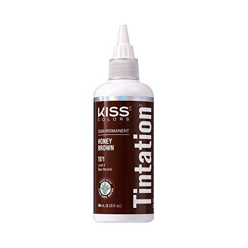 Red by Kiss Tintation Semi-Permanent Hair Color, Aloe Vera Water Based, Argan Oil, Olive Oil, Collagen & Keratin, Long-Lasting Color Dye (Honey Brown, 5 Fl Oz) | Amazon (US)