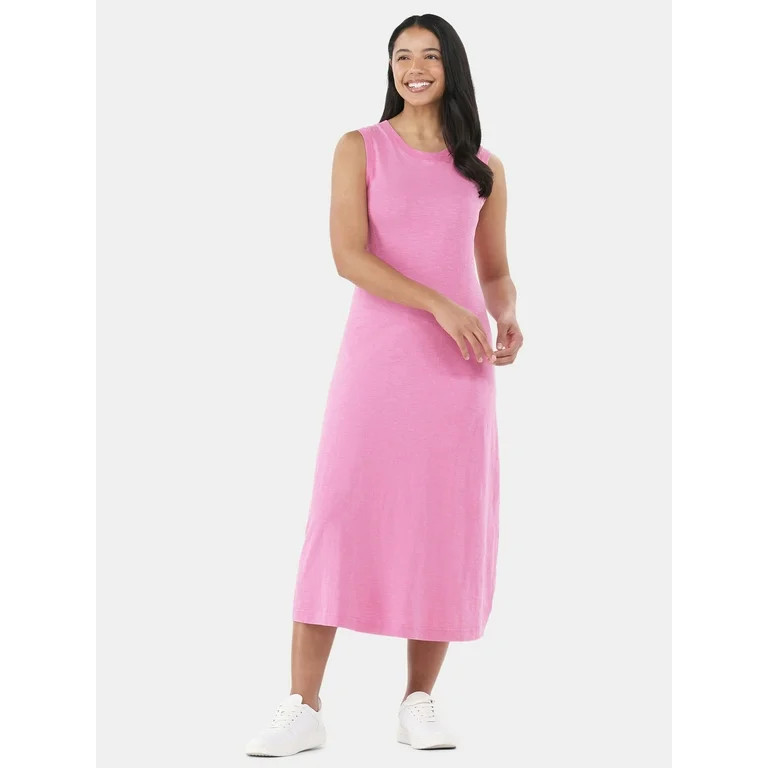 Time and Tru Women's and Women's Plus Slub Cotton Tank Midi Dress, Sizes XS-XXXL | Walmart (US)