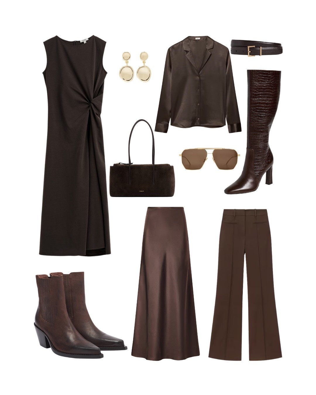 Chocolate brown everything 🤎 The perfect color story for fall—rich, polished, and so easy to mix and match.

chocolate brown, brown outfit, fall fashion, fall outfit ideas, monochrome outfit, neutral style, brown dress, satin skirt, wide leg pants, fall boots, knee high boots, fall accessories, elevated basics, quiet luxury, chic fall style

#LTKootd #LTKOver40 #LTKWorkwear
