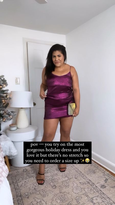 when you order the most beautiful dress from target for the holidays but there’s no stretch!!!  😭😭😭 wearing an xl — exchanging for a XXL or 1X! 

// holiday outfits, holiday style, holiday dress, shimmer, sparkle, pink dress, mid size, midsize, size 12, target style, a new day 

#LTKcurves #LTKHoliday #LTKunder50