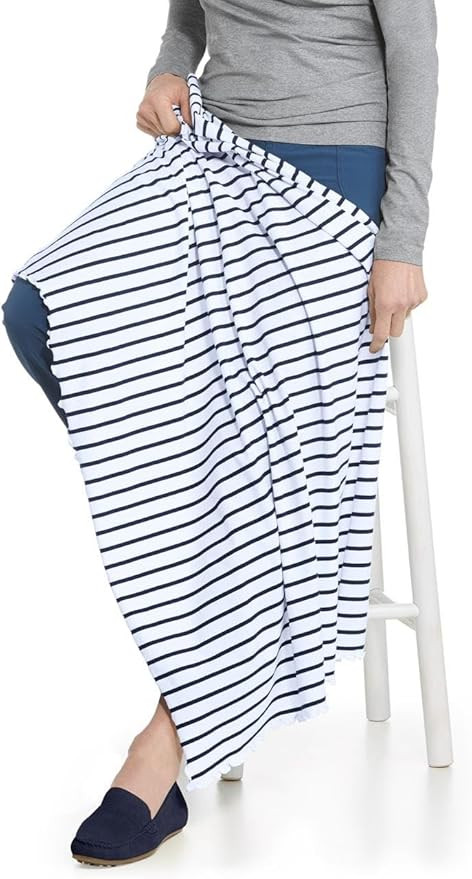 Coolibar UPF 50+ Savannah Sun Blanket - Sun Protective (One Size- White/Navy) | Amazon (US)