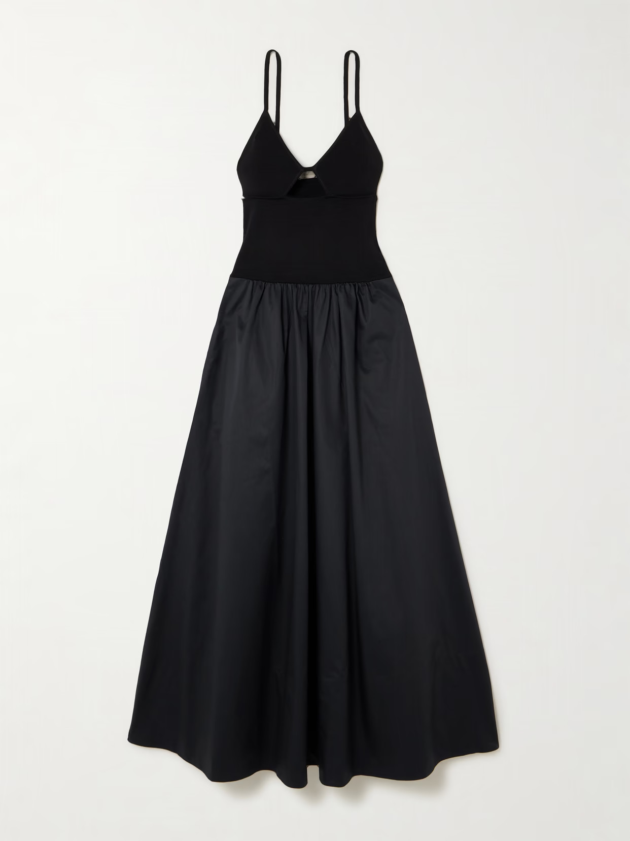 ST. AGNI - Cutout Ribbed-knit And Cotton-poplin Maxi Dress - Black | NET-A-PORTER (US)