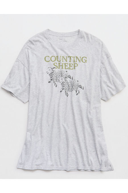 Aerie Sleep Happens Night Tee Women's Light Heather Gray XXS | Aerie