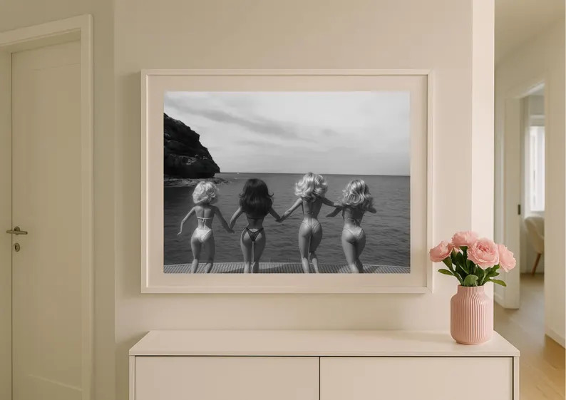 Retro Seaside Glamour Poster – Black & White Fashion Dolls Ocean View Print, Slim Aarons Inspir... | Etsy (US)