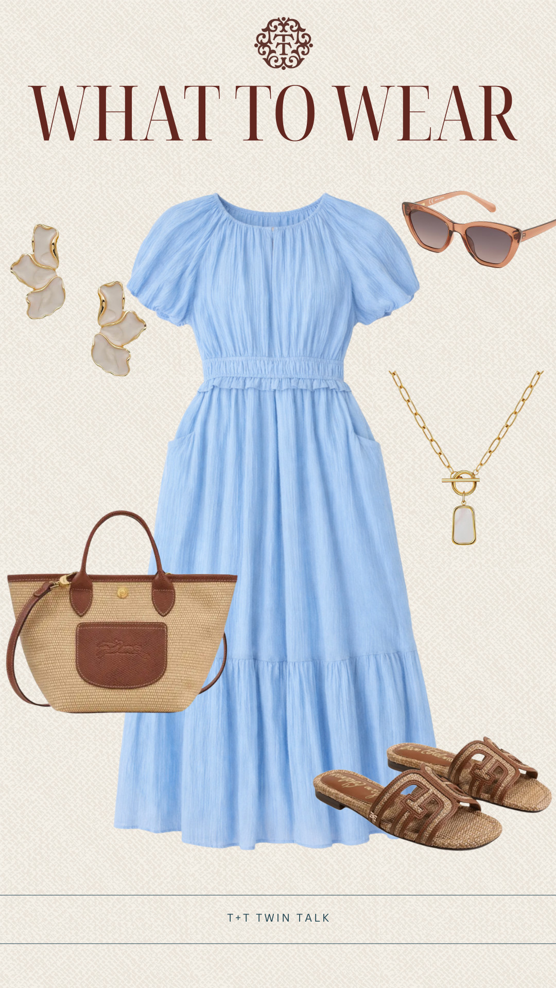 T+T, what to wear! This soft blue dress from Nordstrom is the piece that you could dress up or down! We paired it with a Longchamp tote from Nordstrom, and some simple amazon jewelry for a pulled together look. This is a great outfit for a sunny day out, or a shopping day!  

 #LTKootd #LTKSeasonal #LTKMidsize