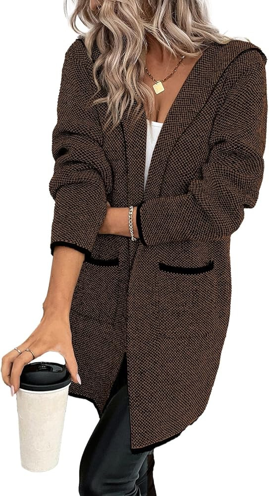 Sidefeel Women's 2024 Fall Long Sleeve Open Front Contrast Cardigan Sweaters Oversized Chunky Kni... | Amazon (US)