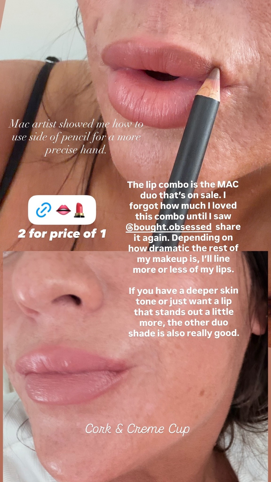 Loving this silky-soft MAC lip combo. It’s a 2-piece liner and lipstick set, only $33 for a $50 value!

I’m wearing the Creme Cup And Cork. Their other combo, Creme In Your Coffee And Whirl, would be great for a more dramatic look or deeper skin tones!

#LTKBeauty