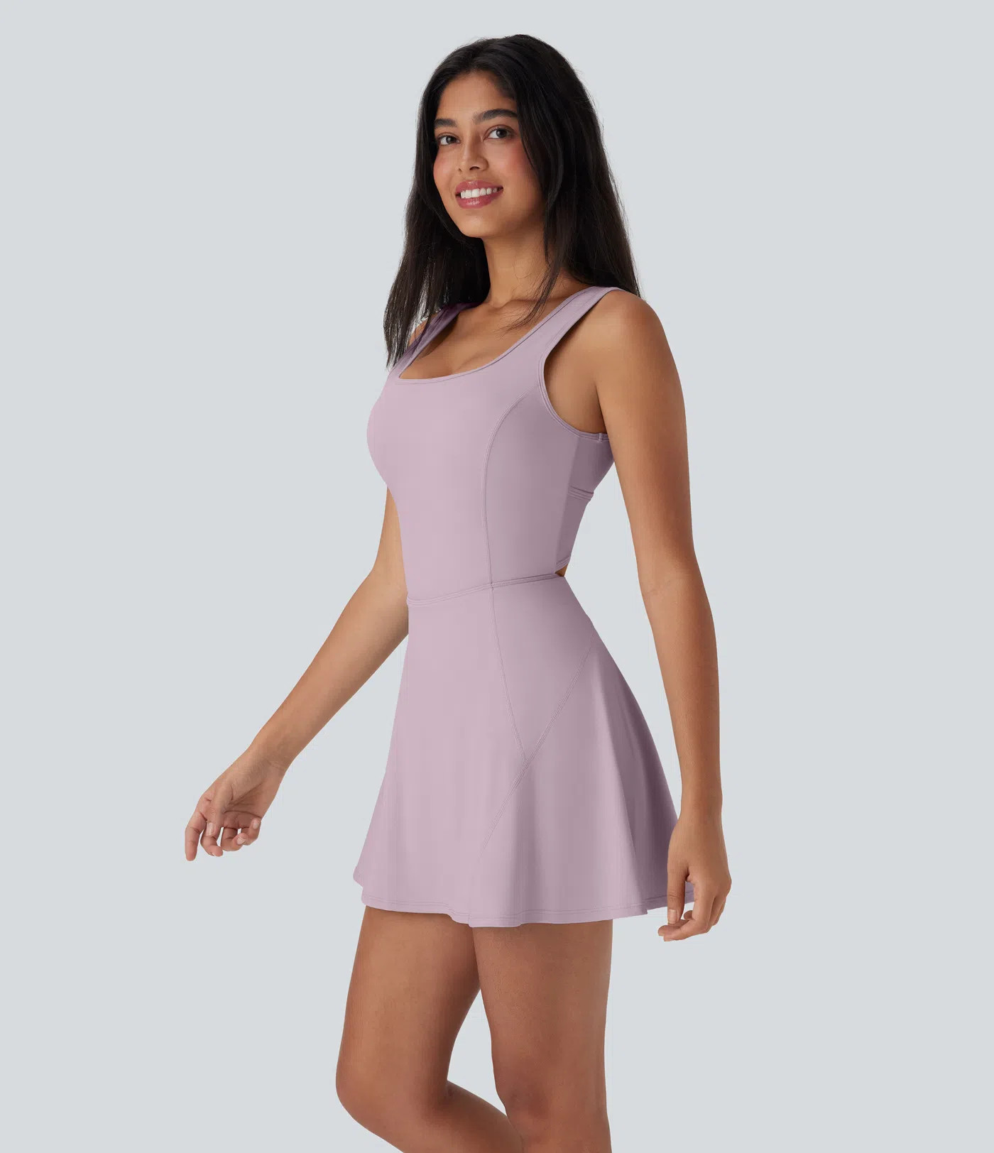 Women’s SoftlyZero™ Airy U Neck 2-in-1 Pocket Mini Cool Touch Dance Active Dress-Easy Peezy -... | HALARA