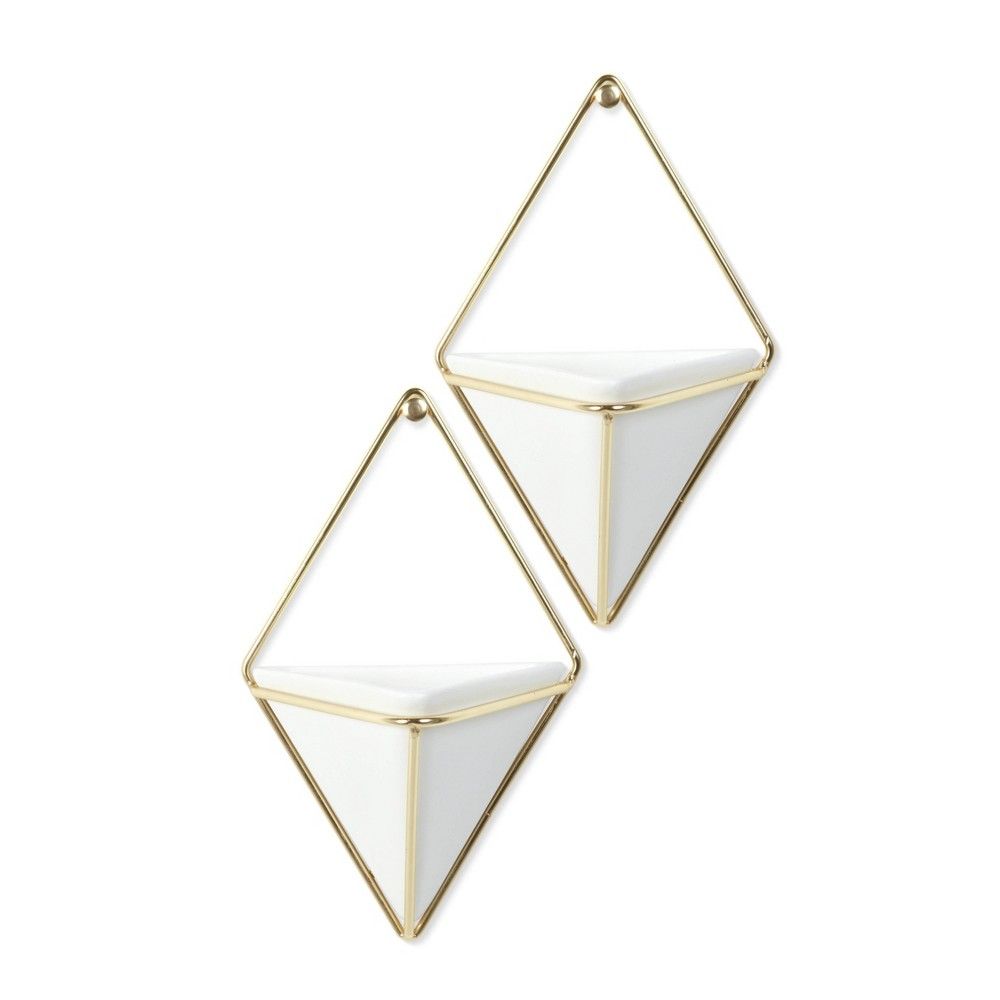 Set of 2 Small Trigg Display Wall Planters White/Brass - Umbra | Target