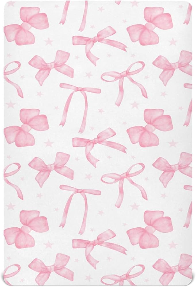 Fitted Crib Sheets Coquette Watercolor Pink Bow Stretchy Portable Playard Sheets for Baby Toddler... | Amazon (US)