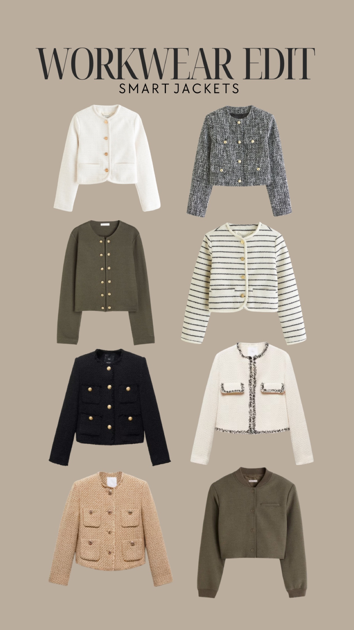 Workwear edit: smart jackets for Spring 🤍

Cardigan, tweed jacket, Mango, H&M, Abercrombie, office outfit, workwear outfit 

#LTKfindsunder50 #LTKstyletip #LTKworkwear